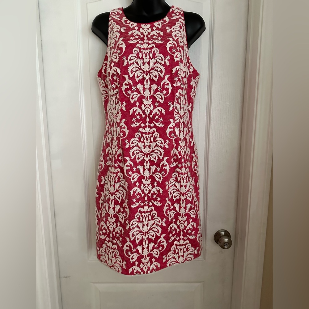 Aidan Mattox Patterned Jewel Fitted Sheath Cocktail Dress. Size 10.